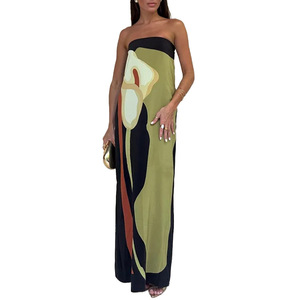 Nuovo <span class=keywords><strong>Stile</strong></span> Abito Estivo da <span class=keywords><strong>Donna</strong></span> Alla <span class=keywords><strong>Moda</strong></span> e Sexy Senza Spalline con Stampa Multicolore - Product Image 1