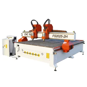 New design Double heads 4 axis cnc router 1300*2500 3d cnc carving machine for wood door composite doors