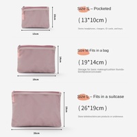 Sac de rangement multi-compartiments en maille de polyester recyclé avec double fermeture éclair, organisateur polyvalent pour la maison, les voyages, les articles de toilette et le maquillage