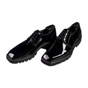 Nouvelles Chaussures Derby à Bout Carré pour Hommes, à Lacets, Semelle Épaisse, Rehaussantes, Décontractées et Habillées, en Cuir Brillant, Antidérapantes et Légères - Product Image 6