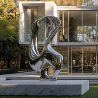 Statue d'éclairage LED en métal de style moderne de luxe pour la décoration de parc extérieur BLVE, sculpture abstraite en acier inoxydable
