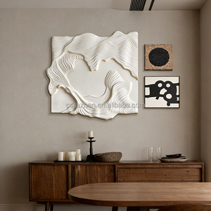 Arte Murale 3D Astratta in Legno, Dipinto a Rilievo in MDF e Arenaria Fatto a Mano, Decorazione Moderna per Casa, Soggiorno, Hotel - Product Image 5