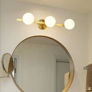 Lampu Toilet rias kamar mandi Modern sederhana kabinet cermin rias khusus kacang ajaib semua tembaga lampu depan cermin rias