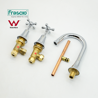Frascio Chrome Pont Montage Robinet Eau Chaude Froide Salle De Bains Évier Robinets Trois Trous Bassin Robinet pour Salle De Bains En Laiton Évier Robinet Robinet