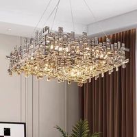 Lustre en cristal moderne suspendu pour intérieur, fabrication professionnelle, personnalisable, LED, pour hôtel, hall, villa, restaurant, supermarché