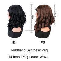 Perruque synthétique 14 pouces à ondulations rebondissantes et bouclées avec bandeau, petites boucles moelleuses, résistante à la chaleur, pour femmes noires africaines, en fibre, pas chère