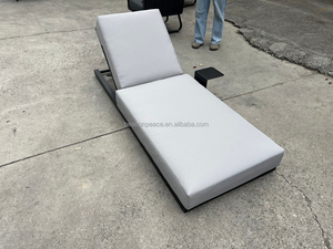 Chaise longue de jardin, transat de <span class=keywords><strong>piscine</strong></span>, mobilier d'extérieur, chaise longue de plage en aluminium, lit de repos avec table basse - Product Image 3