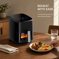 Friteuse à air électrique carrée moderne en plastique 4,5 L avec plage de température de 80 à 200 °C, minuterie de 60 minutes, utilisation domestique/VR