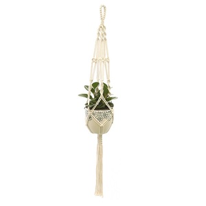 Porte-plante en macramé, panier suspendu pour plantes, porte-pot en corde de coton tissé à la main pour la maison, le jardin, le balcon, la décoration de B&B - Product Image 1