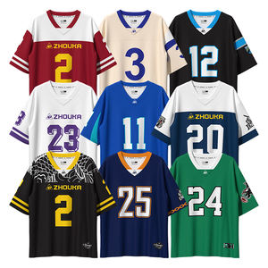 Camisetas de fútbol retro personalizadas, camisetas de estilo Streetwear con bordado sublimado, camisetas de fútbol americano de gran tamaño para fanáticos cuadrados - Product Image 2