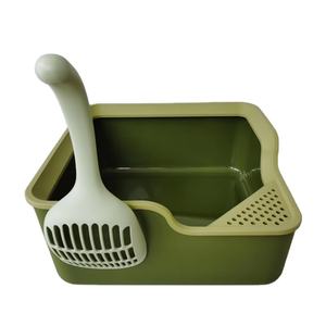 Boîte à litière en plastique pour chat, <span class=keywords><strong>bac</strong></span> à <span class=keywords><strong>sable</strong></span> <span class=keywords><strong>carré</strong></span> avec pelle, boîte de toilette pour animaux de compagnie de grande capacité - Product Image 1