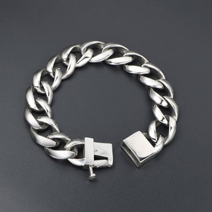 Men's <b>Titanium</b> Steel <b>Chain</b> Bracelet 20mm Curb Link Hip Hop Unisex Jewelry CE170 - Product Image 3