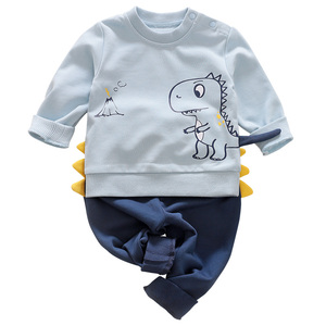 Vestiti del bambino Unisex di Sport di Alta Qualità di Stile 9-48 Mesi di Primavera e di Autunno A Maniche Lunghe + Pantaloni di Cotone Carino dinosauro Del Bambino Set - Product Image 2
