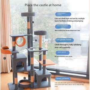 Lâu Đài biệt thự gỗ lớn mèo cây tháp nhiệm vụ nặng nề với 3 căn hộ leo các loại và sisal gãi bài viết cho Giáng sinh - Product Image 6