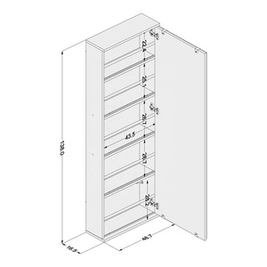 Meuble à chaussures mural ITAJAI de style moderne avec porte miroir, en bois, pour chambre et salon, en panneaux de particules, blanc, design brésilien - Product Image 5