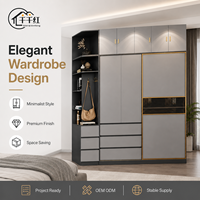 Armoire de chambre à coucher moderne sur mesure avec grands tiroirs de rangement, étagères ouvertes et fournisseur de meubles en gros OEM ODM
