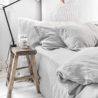 Ensemble de literie 4 pièces en lin naturel de style nordique, design drap plat, literie en lin simple, personnalisation en petite série disponible