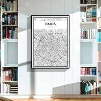 Picture Black And White World City Map New York Tokyo Paris Wall Art Canvas Poster Prints Nordic Style Paintings Picture For Living Room