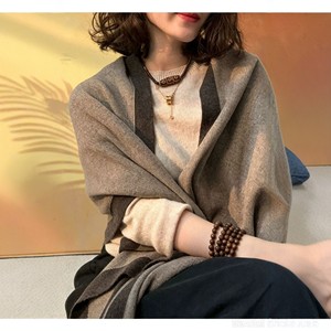 100% Pure Wool <b>Shawl</b> <b>for</b> <b>Women</b> Color Block Knitted Triangle Scarf Versatile Shoulder Wrap Warm Winter Neck Scarf - Product Image 5