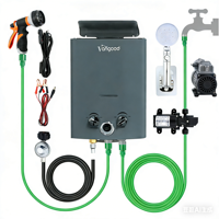 Chauffe-eau à gaz portable pour camping extérieur 5,5 L sans réservoir au propane avec protection contre l'extinction de flamme et kit de douche pour camping-car, voyage et randonnée