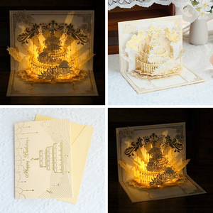 Carte de vœux d'anniversaire en forme de gâteau avec musique et éclairage, design 3D, vent, joyeux anniversaire, vente en gros pour fabricants - Product Image 5