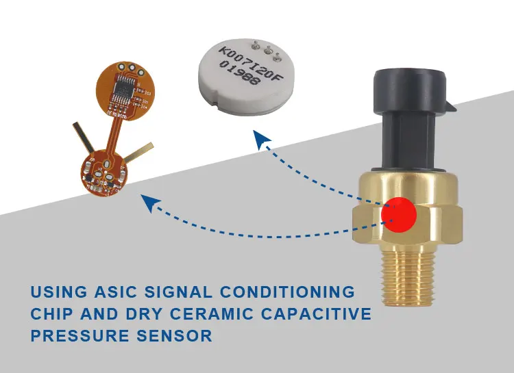 WNK bajo costo a 0.5-4.5V el sensor de cobre amarillo de la presión para el gas agua-aire