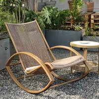 Fauteuil à bascule moderne et durable Carefree pour adultes, chaise longue en rotin inclinable manuellement avec coussins, pour hôtel, parc, école, usage extérieur