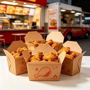 Emballage personnalisé en gros pour la restauration rapide, emballage à emporter pour les nuggets KFC, les ailes de poulet frites, les boîtes d'emballage pour le poulet frit - Product Image 2