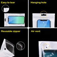 Custom Logo Printing Recyclable Glossy Plastic Ziplock Clear Bags Mobile Phone Case Cover USB Cables Computer Earphone Packaging