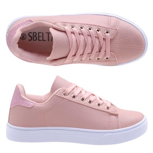 Scarpe da Passeggio Classiche in PU Anti-Pelliccia per Ragazze, <span class=keywords><strong>Sneakers</strong></span> <span class=keywords><strong>Bianche</strong></span> Sportive con Lacci per Studenti e Tempo Libero - Product Image 1