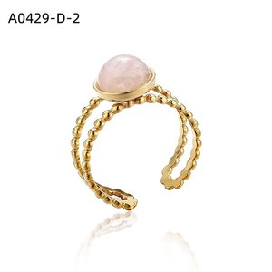 Amy Amy Fashion <b>Ring</b> <b>Gold</b> Plated Natural Stone Bezel Setting <b>Cocktail</b> <b>Ring</b> For Women Everyday Wear Trendy Jewelry A0429 - Product Image 2