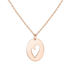 Collana con Ciondolo a Forma di Cuore Ovale Minimalista in Ottone Placcato Rodio e Oro 18K per Donne - Product Image 5