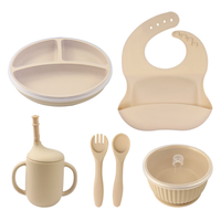 Bol en silicone pour enfants personnalisé, bol pour bébé de qualité alimentaire, bol anti-goutte avec couvercle, ensemble d'alimentation en silicone pour bébé