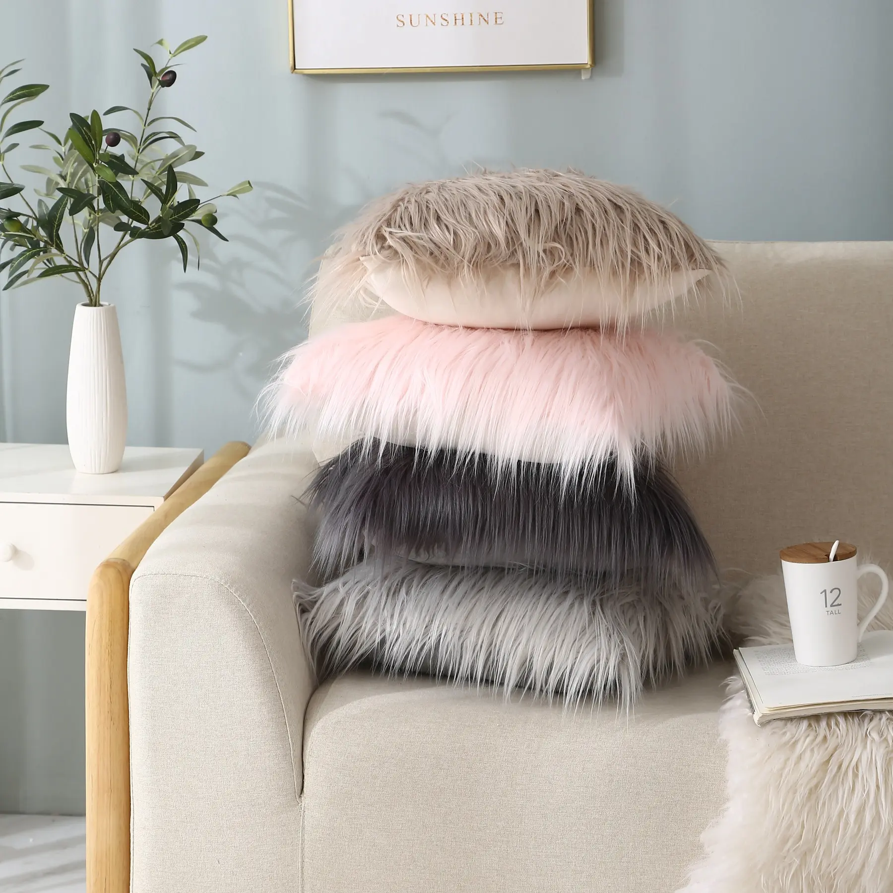 Decorative cushion cover faux fur throw pillow cover sofa cushion