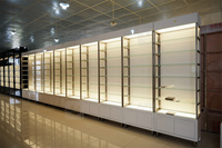 Meuble de Magasin de Soins sur Mesure, Vitrine Murale en Bois pour Boutique de Parfumerie, Étagère d'Exposition de Cosmétiques en Verre avec Lumière LED