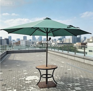 Sombrilla Comercial Resistente de 3.5m con Poste Central de Acero para Exteriores, Ideal para Hoteles, Restaurantes, Terrazas y Patios - Product Image 1