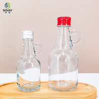 Bouteilles en verre pour sirop 3,4 oz, mini-bouteilles vides pour sirop d'érable avec poignée en boucle, réutilisables, transparentes, 100 ml