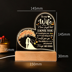Lámpara de Noche con Placa Acrílica Personalizada para Parejas, Base de Madera, Foto y Texto Personalizados, para Aniversario de Bodas, Decoración del Hogar - Product Image 4
