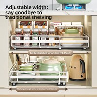 Organisateur sous évier, étagère de rangement coulissante réglable, panier coulissant pour cuisine, rangement de vaisselle et ustensiles de cuisine