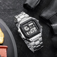 Klassische Herren Digitaluhren Luxus Edelstahl-Armband Sportuhren Herren Uhr LED Sport-Armbanduhr