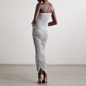 Vestido <span class=keywords><strong>de</strong></span> Noche <span class=keywords><strong>de</strong></span> Lujo para Fiesta Formal o <span class=keywords><strong>Boda</strong></span>, Vestido Sexy Ajustado sin Tirantes para Mujer, Verano, Cintura Alta, Hombros Descubiertos, Fruncido - Product Image 2