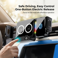 Chargeur de voiture sans fil flexible 15W |   Capteur de verrouillage automatique à lumière RGB |   Support pliable pour téléphone et tablette |   Support de charge rapide à double bobine Z11