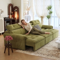 Sofá Cama Eléctrico Extensible con Tela Chenille y Antiarañazos para Apartamentos Pequeños, Muebles de Sala de Estar, Reposacabezas Ajustable