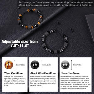 Pulsera de <span class=keywords><strong>Lava</strong></span> cuadrada de piedra de ojo de tigre Natural de alta calidad, pulsera de cuentas de piedra de nacimiento para hombres - Product Image 6