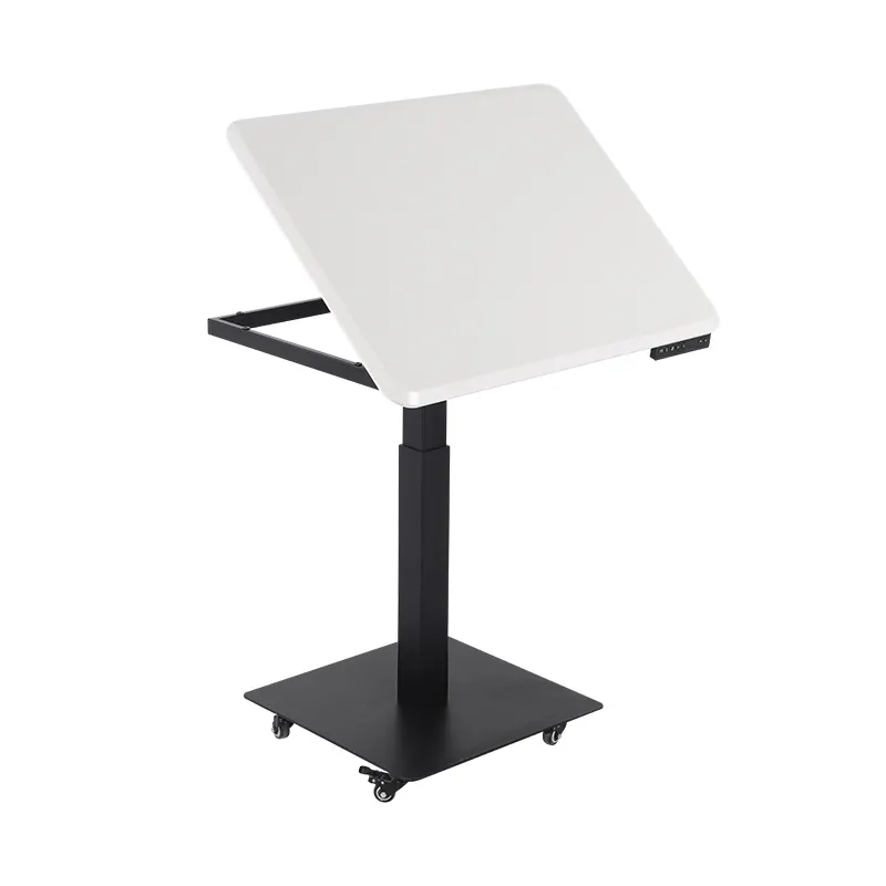 T2 Tilting Angle 40 Degree Electric Overbed Laptop Table Height Adjustable Tilting Movable Portable Standing Computer Desk