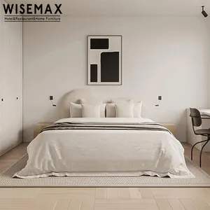 WISEMAX 가구 뜨거운 판매 침실 가구 북유럽 스타일 나무 프레임 사각형 더블 패브릭 수 침대 홈