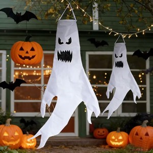 Decoración de Halloween, lámpara LED con forma de fantasma, bandera colgante para jardín, árbol, decoración colgante para fiestas, decoración de ambiente. - Product Image 3