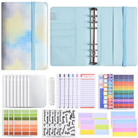 Classeur pas cher PU cuir cadeau 6 anneaux feuilles mobiles bande élastique Journal cahier carte à collectionner argent portefeuille planificateur A6 Budget classeur