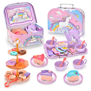 Ensemble de fête du thé pour filles, ensemble de cuisine d'imitation, jouet de cuisine de simulation avec desserts, biscuits, beignets et théière, cadeau de jeu de rôle de princesse - Product Image 5