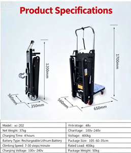 Chariot pliable en métal à quatre roues pour le <span class=keywords><strong>transport</strong></span> d'objets lourds, adapté aux montées et descentes d'escaliers - Product Image 2